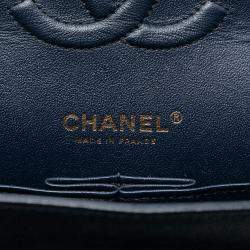 Pre Owned حقيبة شانيل بلو وسط كلاسيك كافيار دابل فلاب