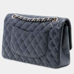 Pre Owned حقيبة شانيل بلو وسط كلاسيك كافيار دابل فلاب