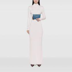 مملوكة مسبقًا حقيبة كلتش شانيال شريط مبطن جلد حملان أزرق CC