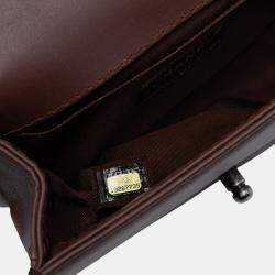 Pre Owned Chanel Brown Small Quilted Lambskin Wild Stitch Boy Flap