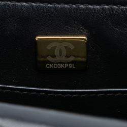 Pre Owned Chanel Black Mini Square Classic Goatskin Single Flap