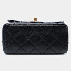 Pre Owned Chanel Black Mini Square Classic Goatskin Single Flap