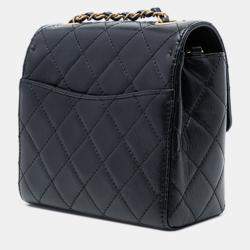 Pre Owned Chanel Black Mini Square Classic Goatskin Single Flap