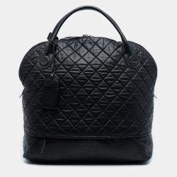 Pre Owned Chanel Black XL Quilted Coated Canvas Horizontal Sport Weekender