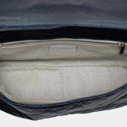 مملوكة مسبقًا حقيبة شانيل بلو كبيرة ثلاثية الألوان جلد الخروف كويتشري شيك فلاب