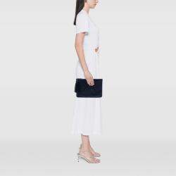 مملوكة مسبقًا حقيبة كلتش شانيل أزرق متوسط جلد حمل مبطن مزدوج مع شرابة O كيس