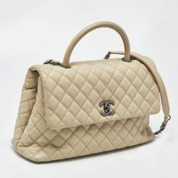 مملوكة مسبقًا حقيبة شانيل كوكو جلد نقشة السحلية وجلد كافيار أحمر/ رصاصي متوسطة بيد علوية