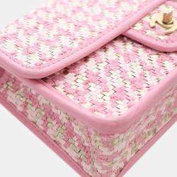 Pre Owned حقيبة شانيل مفردة بنفسجي صغيرة من جلد الخراف المنسوج والفيسكوز