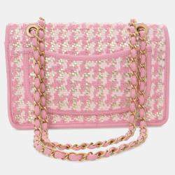 Pre Owned حقيبة شانيل مفردة بنفسجي صغيرة من جلد الخراف المنسوج والفيسكوز