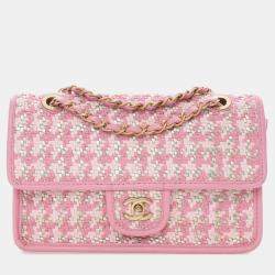 Pre Owned حقيبة شانيل مفردة بنفسجي صغيرة من جلد الخراف المنسوج والفيسكوز