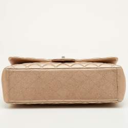 Pre Owned Chanel Metallic Quilted Leather Maxi Classic Double Flap Bag