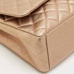 Pre Owned Chanel Metallic Quilted Leather Maxi Classic Double Flap Bag