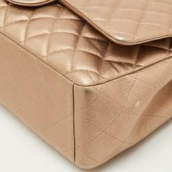Pre Owned Chanel Metallic Quilted Leather Maxi Classic Double Flap Bag