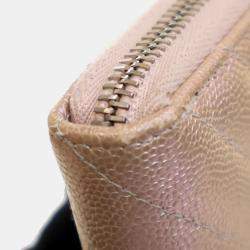 مملوكة مسبقًا Chanel Pink CC Chevron Iridescent Caviar Zip Around Wallet