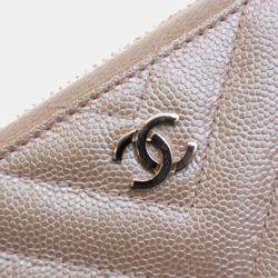 مملوكة مسبقًا Chanel Pink CC Chevron Iridescent Caviar Zip Around Wallet