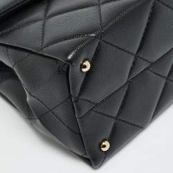 Pre Owned Chanel Retro Twist Black Quilted Caviar Leather Top Handle Bag