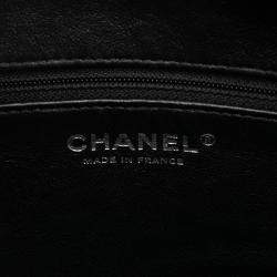Pre Owned حقيبة تسوق شانيل سلسلة مضغوطة من التويد الأسود والراتنج