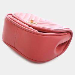 Pre Owned حقيبة شانيل صغيرة وردية شعار CC شيفرون لامبسكين غطاء دائري معكوس