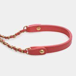 Pre Owned حقيبة شانيل صغيرة وردية شعار CC شيفرون لامبسكين غطاء دائري معكوس