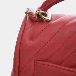 Pre Owned حقيبة شانيل صغيرة وردية شعار CC شيفرون لامبسكين غطاء دائري معكوس