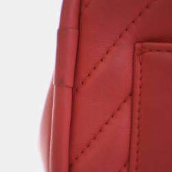 Pre Owned حقيبة شانيل صغيرة وردية شعار CC شيفرون لامبسكين غطاء دائري معكوس