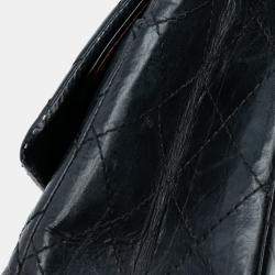 مملوكة مسبقًا حقيبة شانيل إصدارية 2.55 بمغلق مزدوج 227 جلد العجل الأسود القديم