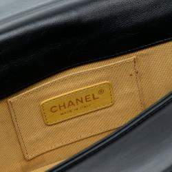 مملوكة مسبقًا Chanel Black Gold Paris Seoul Lambskin and Metallic Plate Lego Boy Brick Flap