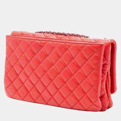 Pre Owned Chanel Red Jumbo Quilted Calfskin Tender Touch Flap