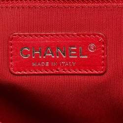 Pre Owned حقيبة شانيل بوي لارج قلاب جلد مبطن أسود/أحمر