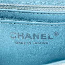 Pre Owned حقيبة كتف شانيل ميني مستطيلة كلاسيكية توييد مضفرة غطاء واحد أزرق