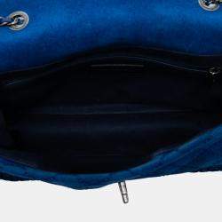 مملوكة مسبقًا Chanel Blue Medium Quilted Suede Whipstitch Single Flap