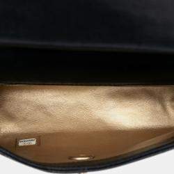 Pre Owned حقيبة شانيل سوداء صغيرة مزينة بشعار CC من جلد الغنم مبطنة بغطاء