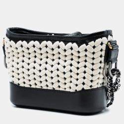 مملوكة مسبقًا Chanel Black White Small Knit and Calfskin Gabrielle Hobo
