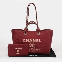 �مملوكة مسبقًا Chanel Deauville Burgundy Large Canvas and Leather Shopper Tote