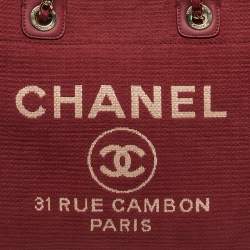 مملوكة مسبقًا Chanel Deauville Burgundy Large Canvas and Leather Shopper Tote