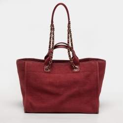 مملوكة مسبقًا Chanel Deauville Burgundy Large Canvas and Leather Shopper Tote