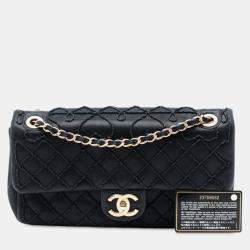 مملوكة مسبقًا Chanel Black Calfskin Ultra Stitch Heart Flap