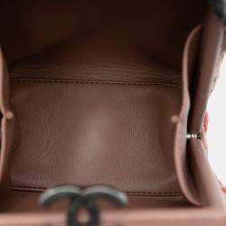 Pre Owned Chanel Pink CC Tweed Chain Vertical Box Crossbody