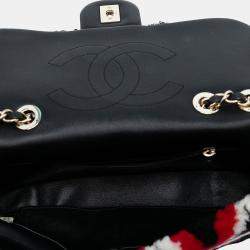 مملوكة مسبقًا Chanel Black Red Medium CC Shearling and Lambskin Single Flap