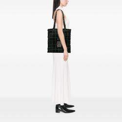 Pre Owned Chanel Black Large Tweed Resin Embellished Robot Shopping Tote