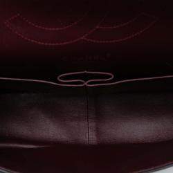 Pre Owned حقيبة قلاب مزدوجة كلاسيك من جلد الخروف شانييل جمبو سوداء