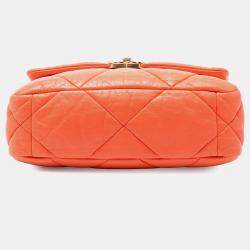Pre Owned Chanel Orange Medium Lambskin 19 Flap