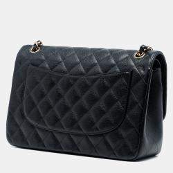مملوكة مسبقًا Chanel Black Jumbo Classic Caviar Double Flap