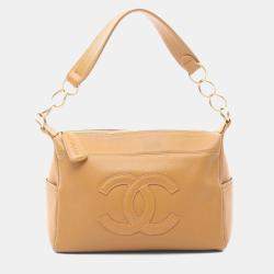 Pre Owned Chanel CC Timeless Beige Leather Shoulder Bag