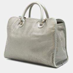 Pre Owned Chanel Gold Perforated Metallic Calfskin Up In The Air Tote