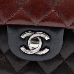 مملوكة مسبقًا Chanel Black Medium Classic Tricolor Lambskin Double Flap