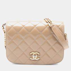 Pre Owned Chanel Brown Mini Shiny Calfskin My Sweet CC Flap