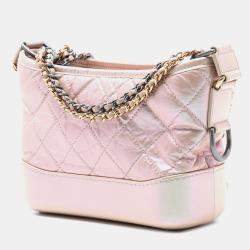 Pre Owned حقيبة كروس شانييل غابرييل جلد عجل متقادم لامع وردي صغيرة