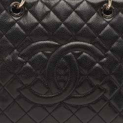Pre Owned Chanel GST Black Quilted Caviar Leather Tote Bag
