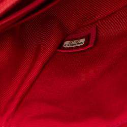 Pre Owned Chanel Red Mini Square Classic Velvet Single Flap